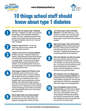 10 things school staff should know about type 1 diabetes